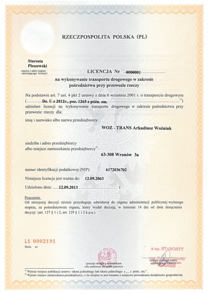 Certyfikaty i licencje 3 Licencja