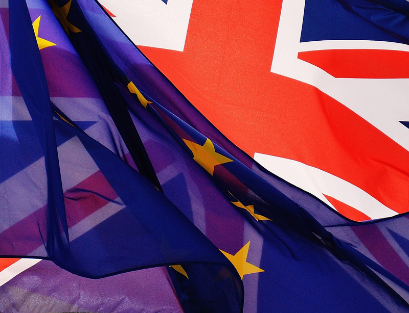flagi UE i Wielkiej Brytanii. Brexit flagi UE i Wielkiej Brytanii. Brexit